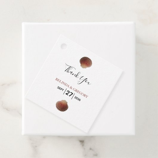 Beach Seashell Clams Wedding-Geschenk Geschenkanhänger (Beispiel)