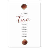 Beach Seashell Clams Wedding Guest Names Tischnummer (Vorderseite)