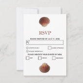 Beach Seashell Clams Wedding RSVP Cards Karte (Vorderseite)
