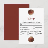 Beach Seashell Clams Wedding RSVP Cards Karte (Vorne/Hinten)