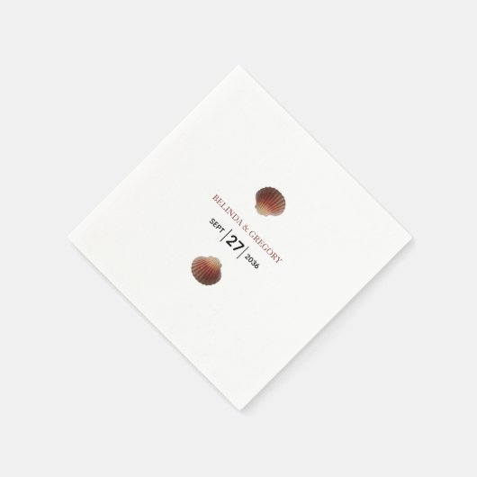 Beach Seashell Clams Wedding Serviette (Ecke)