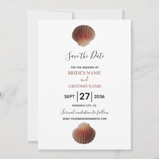 Beach Seashell Clams Wedding speichern das Datum Save The Date (Vorderseite)