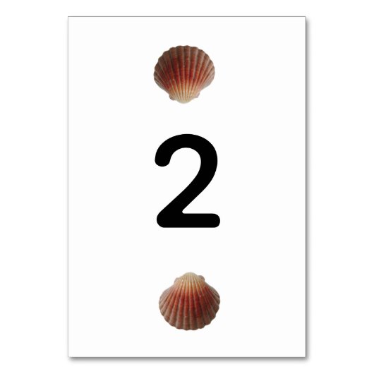 Beach Seashell Clams Wedding Tischnummer (Vorderseite)