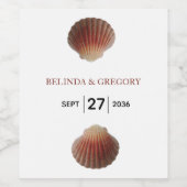 Beach Seashell Clams Wedding Weinetikett (Einzelnes Label)