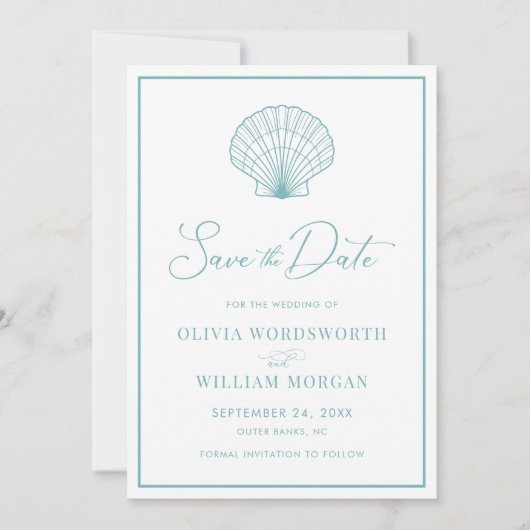Beach Seashell Elegante Save The Date (Vorderseite)