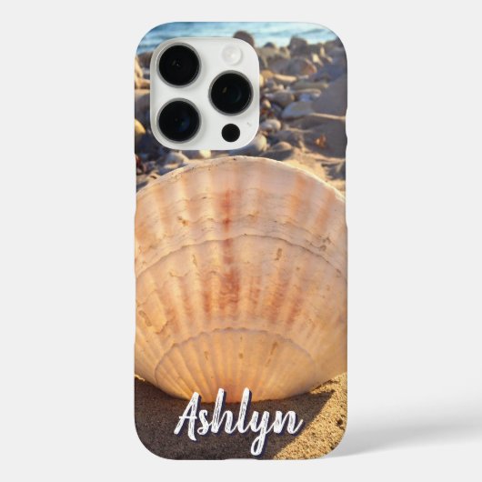 Beach Seashell Foto Monogram Name Script Modern Case-Mate iPhone Hülle (Rückseite)