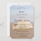 Beach Seashell, Hearts Brautparty Einladung (Vorderseite)