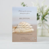 Beach Seashell, Hearts Empfang Einladung (Stehend Vorderseite)