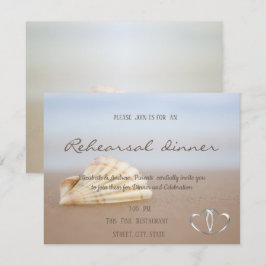 Beach Seashell, Hearts Probe Dinner Einladung