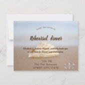 Beach Seashell, Hearts Wedding Probe Dinner Einladung (Vorderseite)