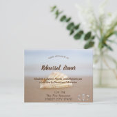 Beach Seashell, Hearts Wedding Probe Dinner Einladung (Stehend Vorderseite)