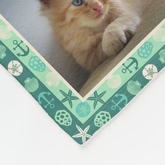 Beach Seashell Imitate Quiltierte Aquamarine Fotos Fleecedecke (Ecke)