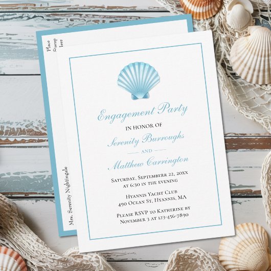 Beach Seashell Nautical Wedding Party Einladungspostkarte