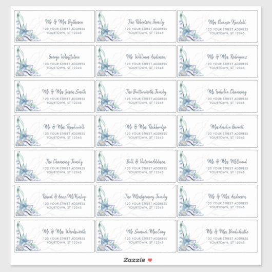 Beach Seashell Ocean Wedding Guest Address Labels (Blatt)