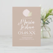 Beach Seashell Pampas Mute Wedding Einladung (Stehend Vorderseite)