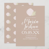 Beach Seashell Pampas Mute Wedding Einladung (Vorne/Hinten)