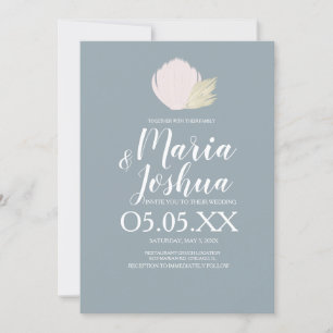Beach Seashell Pampas Mute Wedding Einladung