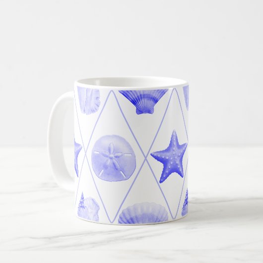 Beach Seashell Pattern Kaffeetasse (Vorderseite Links)