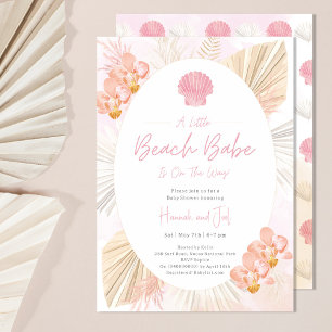 Beach seashell pink boho Ocean Girl Baby Dusche Einladung