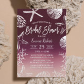 Beach Seashell Starfish Burgundy Red Brautparty Einladung