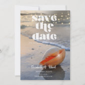 Beach Seashell String Lights Save the Date (Vorderseite)