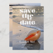 Beach Seashell String Lights Save the Date (Vorne/Hinten)