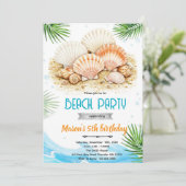 Beach seashell theme invitation einladung (Stehend Vorderseite)