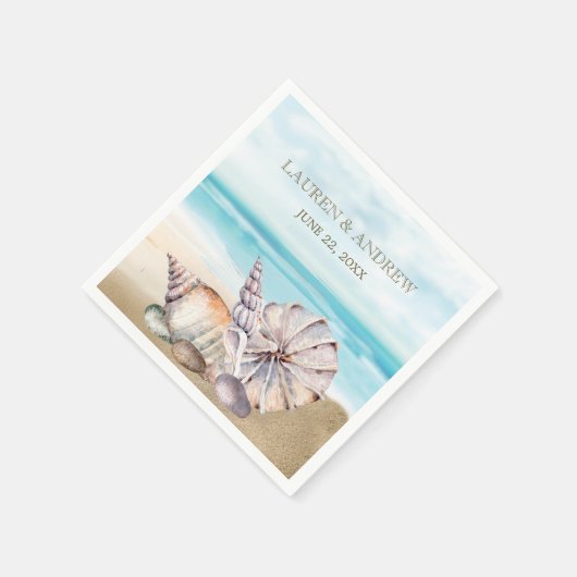 Beach Seashell | Tropische Inselhochzeit Serviette (Ecke)