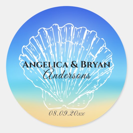 Beach Seashell Wedding Sticker (Vorderseite)