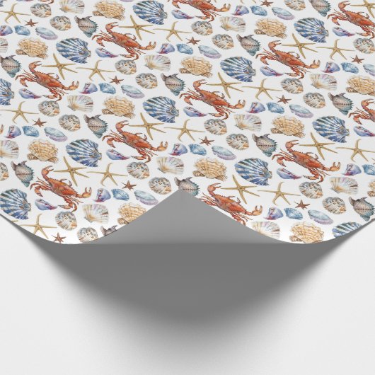 Beach Seashelle Starfish Crab Themed Geschenk Wrap Geschenkpapier (Ecke)