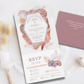 Beach Seashells Aquarellküste Chic Wedding Al All In One Einladung