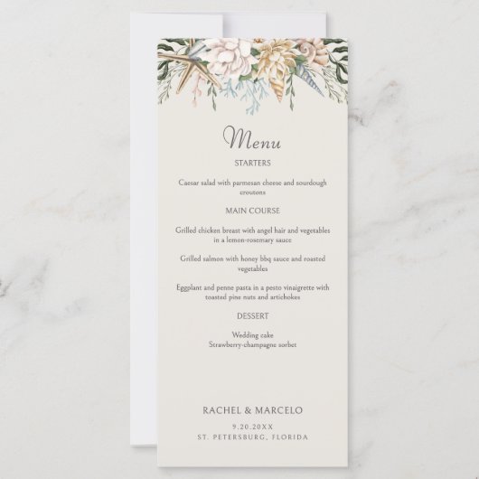 Beach Seashells Blumenmenü (Vorderseite)