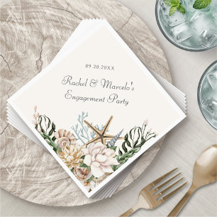 Beach Seashells Blumenpalm Polterabend Party Serviette