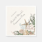 Beach Seashells Blumenpalm Polterabend Party Serviette (Vorderseite)