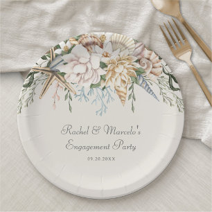 Beach Seashells BlumenWedding Pappteller