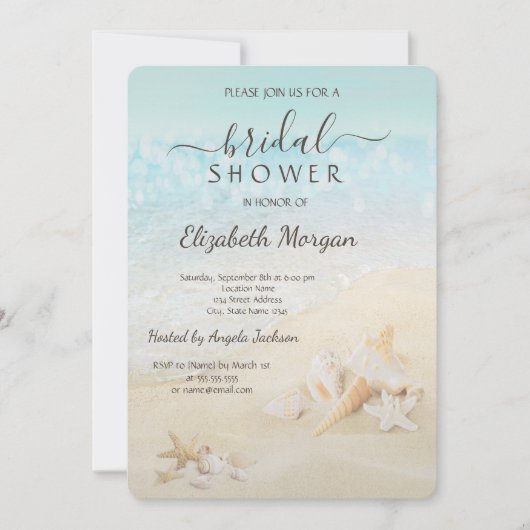 Beach Seashells Brautparty Einladung (Vorderseite)