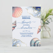 Beach Seashells Brautparty Einladung (Stehend Vorderseite)