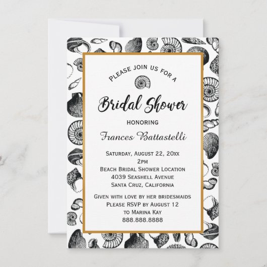 Beach Seashells Bridal Dusche Einladung (Vorderseite)