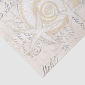 Beach Seashells Cream Italian Writing Tissue Paper Seidenpapier (Ausschnitt)