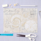Beach Seashells Cream Italian Writing Tissue Paper Seidenpapier (Handwerk)
