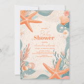 Beach Seashells Elegant Baby Dusche Einladung (Vorderseite)