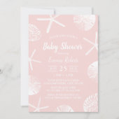 Beach Seashells Elegant Blush Pink Baby Dusche Einladung (Vorderseite)