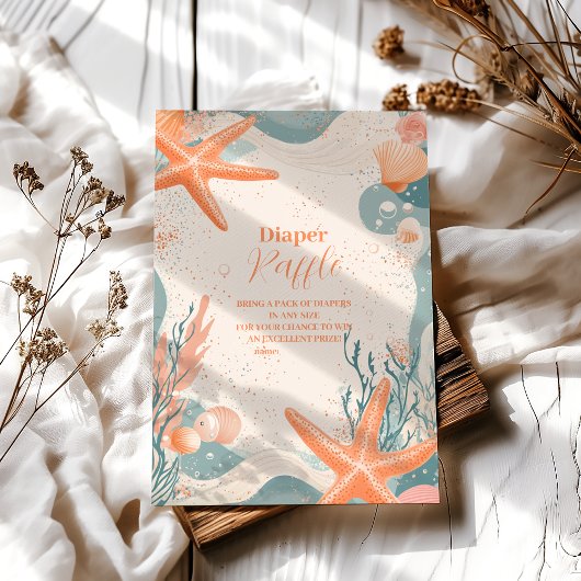 Beach Seashells Elegantes Diapper Raffle Begleitkarte