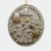 Beach Seashells Erstes Weihnachts-neues Zuhause-Fo Keramik Ornament (Links)