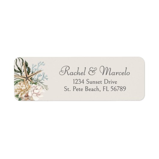 Beach Seashells Floral Address Label (Vorne)