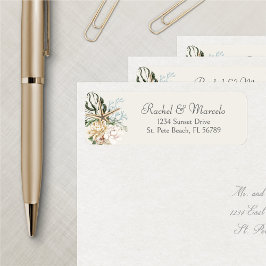 Beach Seashells Floral Address Label