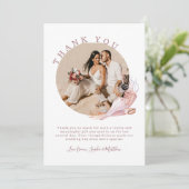 Beach Seashells Foto Hochzeit an der Küste Dankeskarte (Stehend Vorderseite)