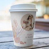 Beach Seashells Foto Hochzeit Pappbecher