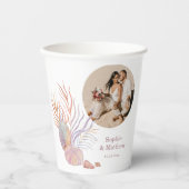 Beach Seashells Foto Hochzeit Pappbecher (Vorderseite)