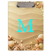 Beach Seashells Hawaii Monogram Initial Clip Board Klemmbrett (Vorderseite)
